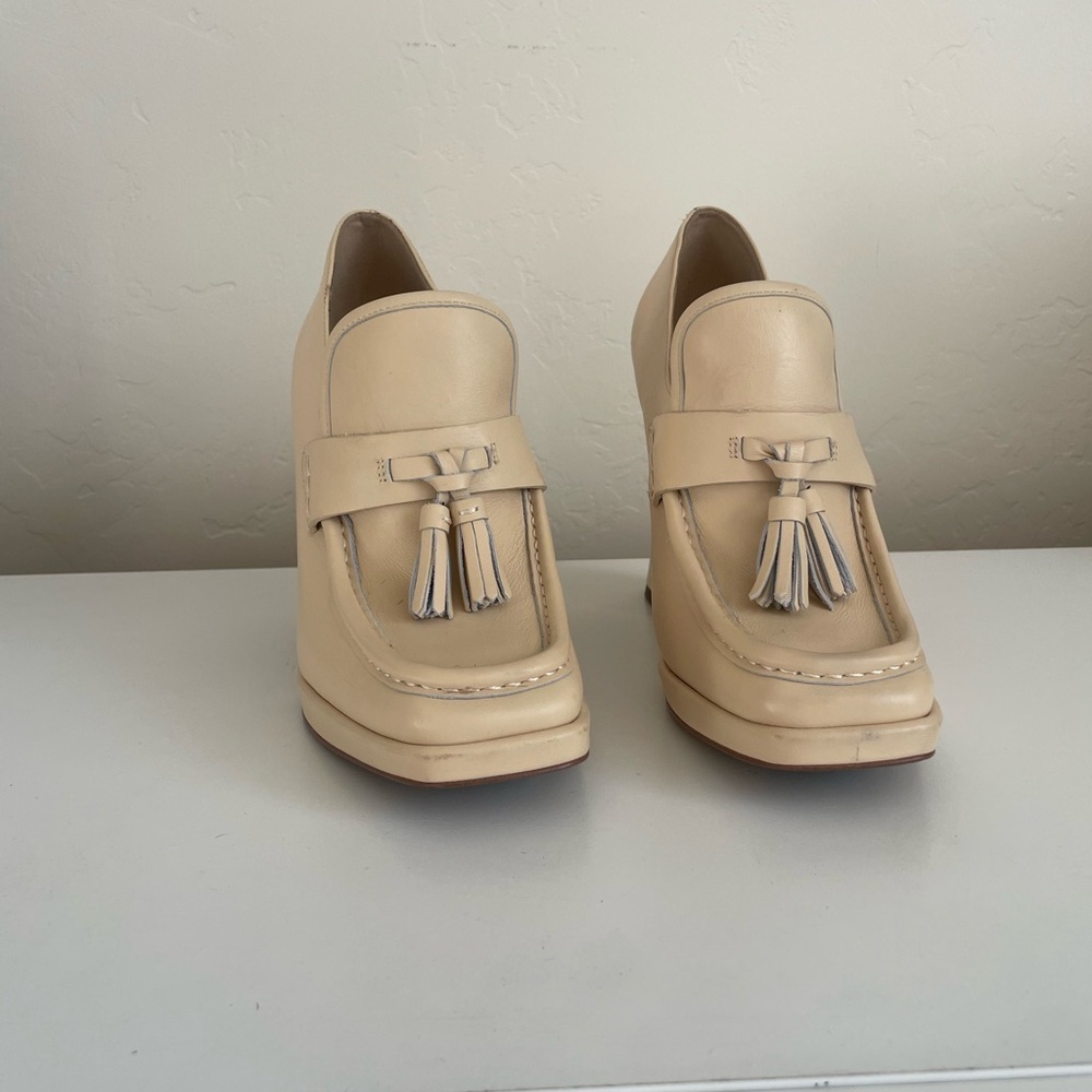 Sam Edelman Cream Heeled Loafers - Picture 9 of 14